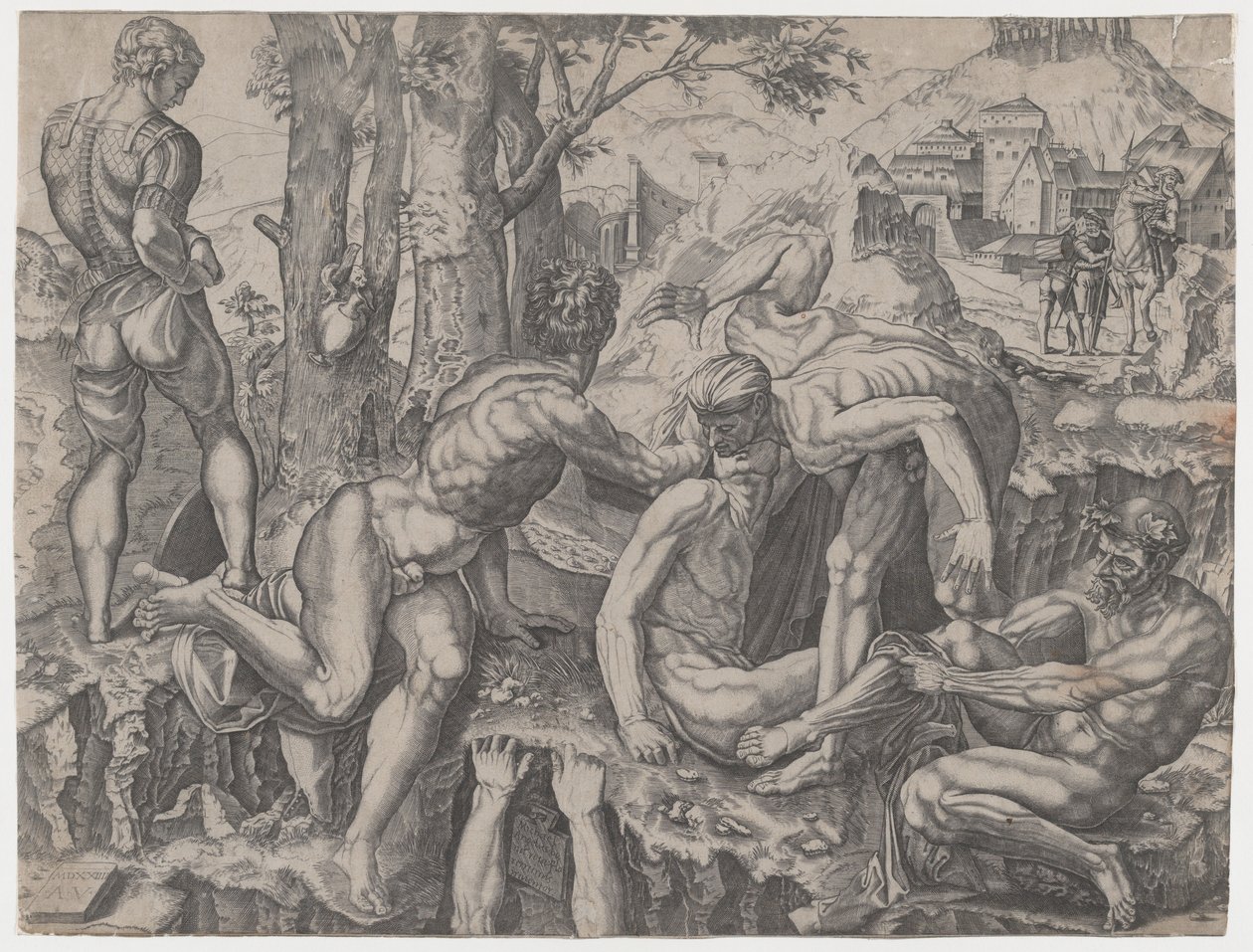 Wspinacze, dat. 1524. autorstwa Agostino Veneziano