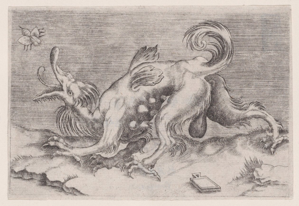 Smok i Pszczoła, ca. 1514-36. autorstwa Agostino Veneziano