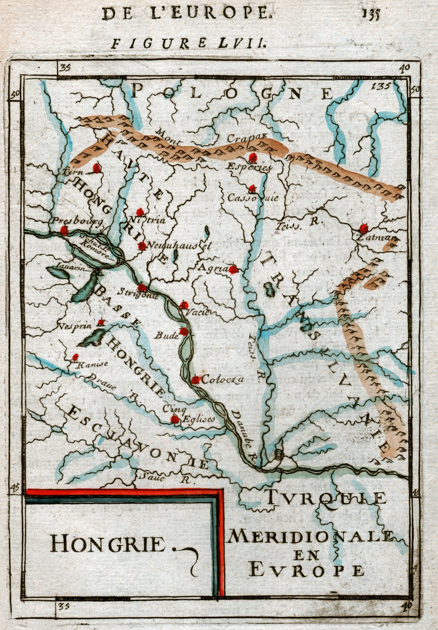 Mapa Węgier 1683 autorstwa Alain Manesson Mallet