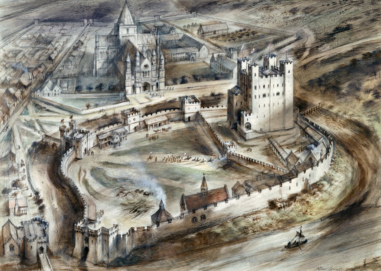 Zamek Rochester, XV wiek, ok. 1960 autorstwa Alan Ernest Sorrell