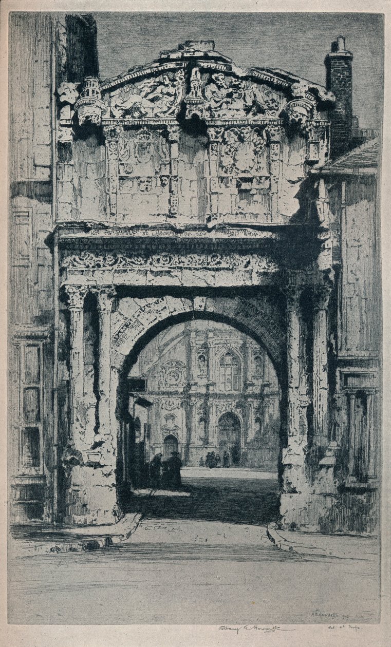 „Brama Świętego Piotra, Auxerre”, 1912 autorstwa Albany E Howarth