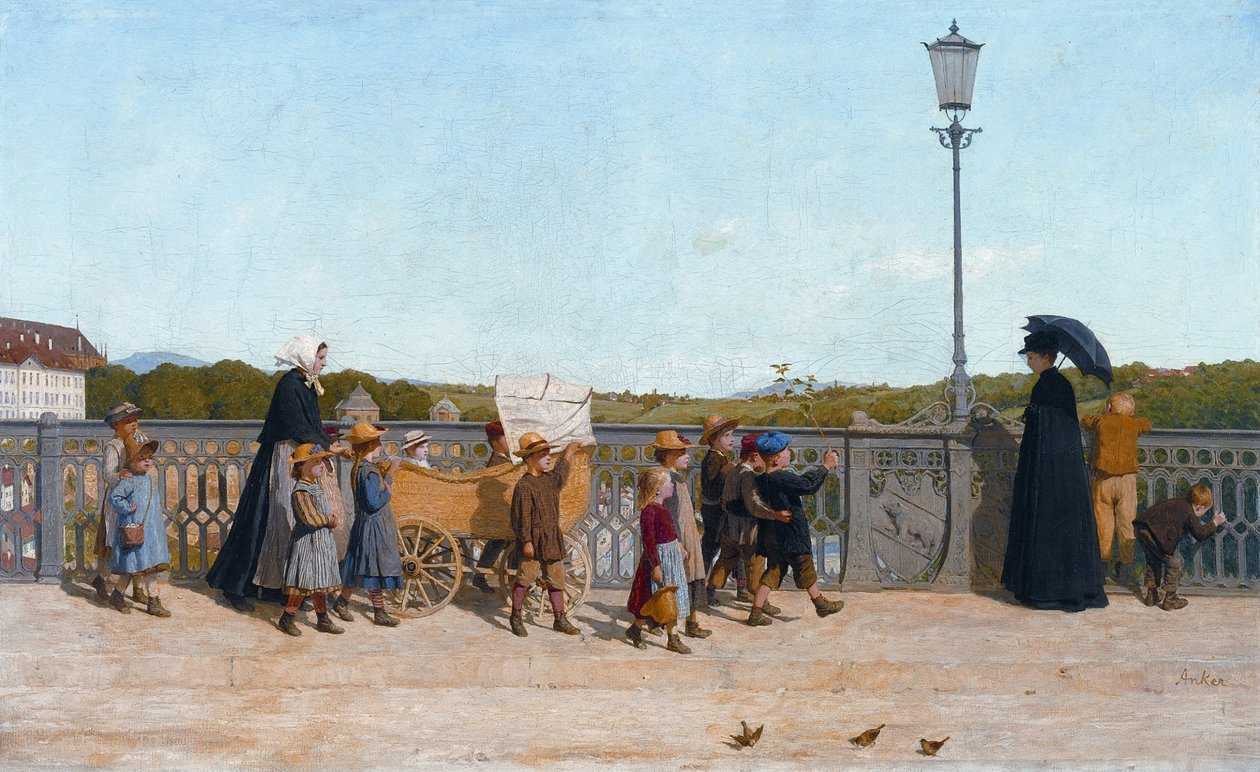 Szkoła dla małych dzieci na Kirchenfeldbrücke autorstwa Albert Anker