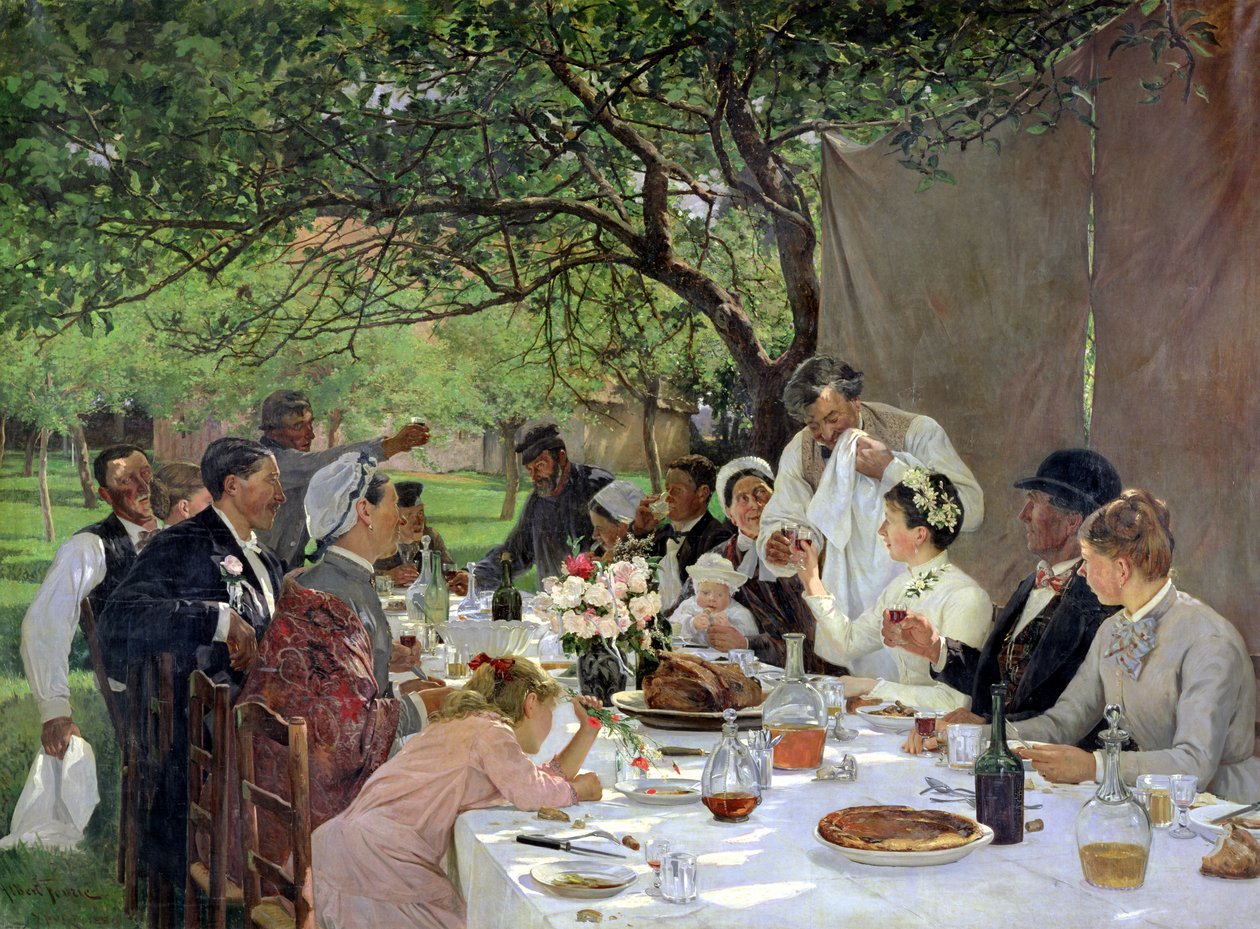 Posiłek weselny w Yport, 1886 r. autorstwa Albert Auguste Fourie