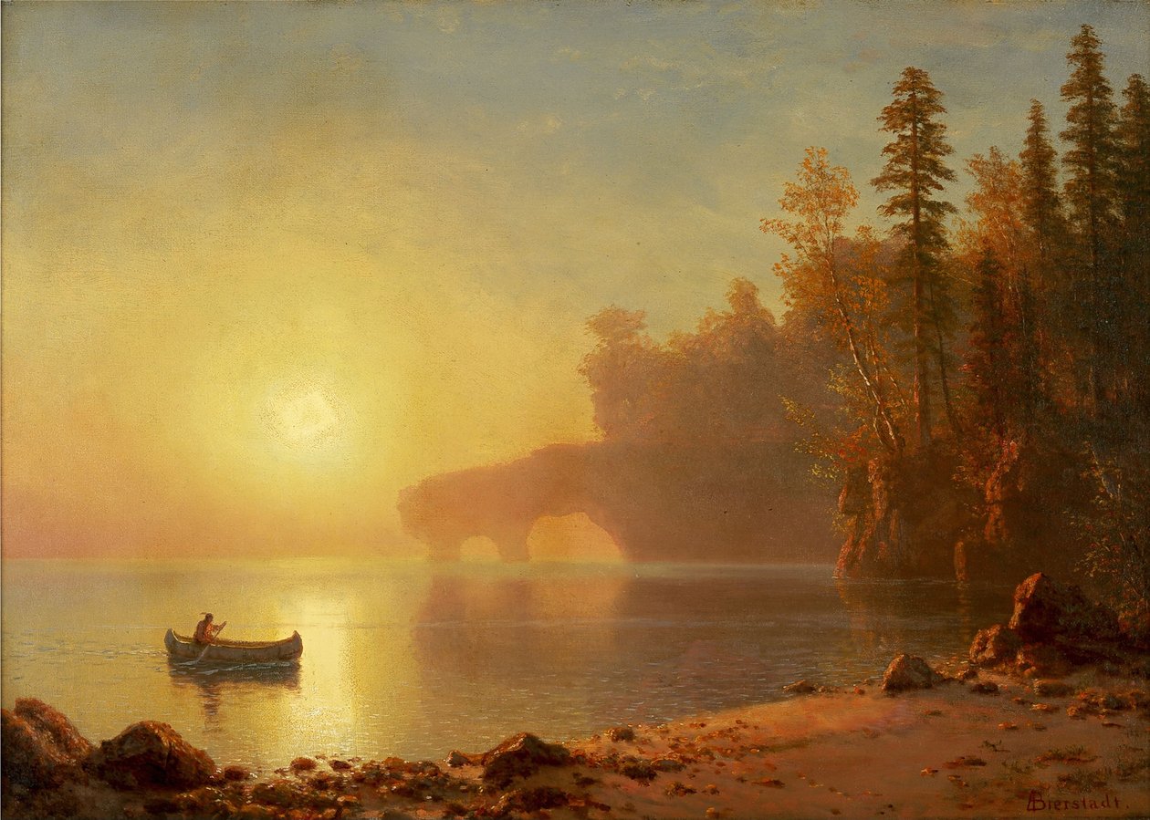 Indianin Canoe autorstwa Albert Bierstadt
