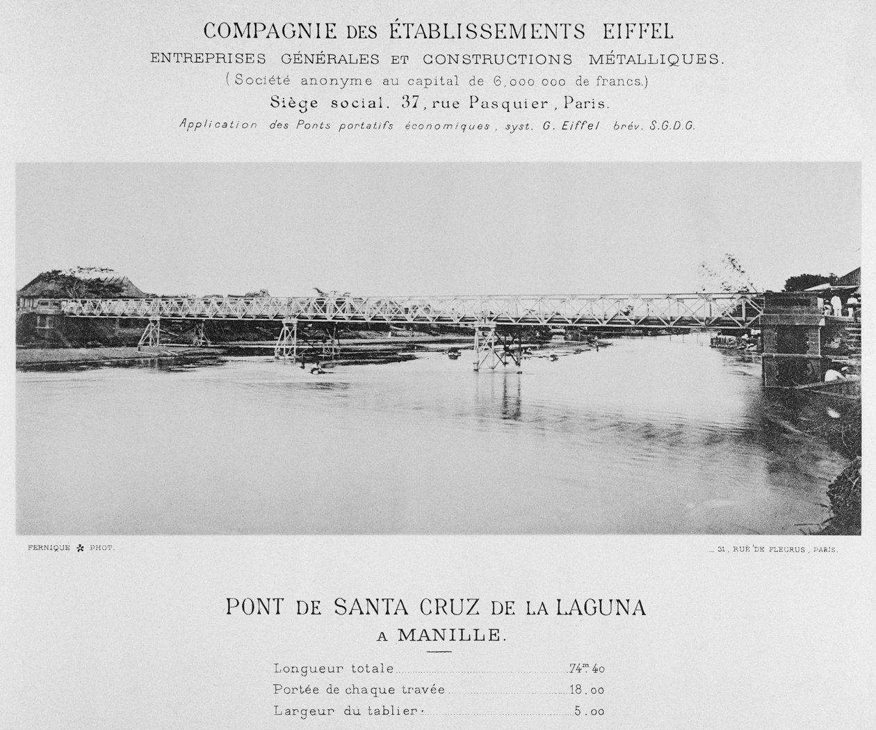 Most Santa Cruz de la Laguna, Manila, luty 1891 autorstwa Albert Fernique
