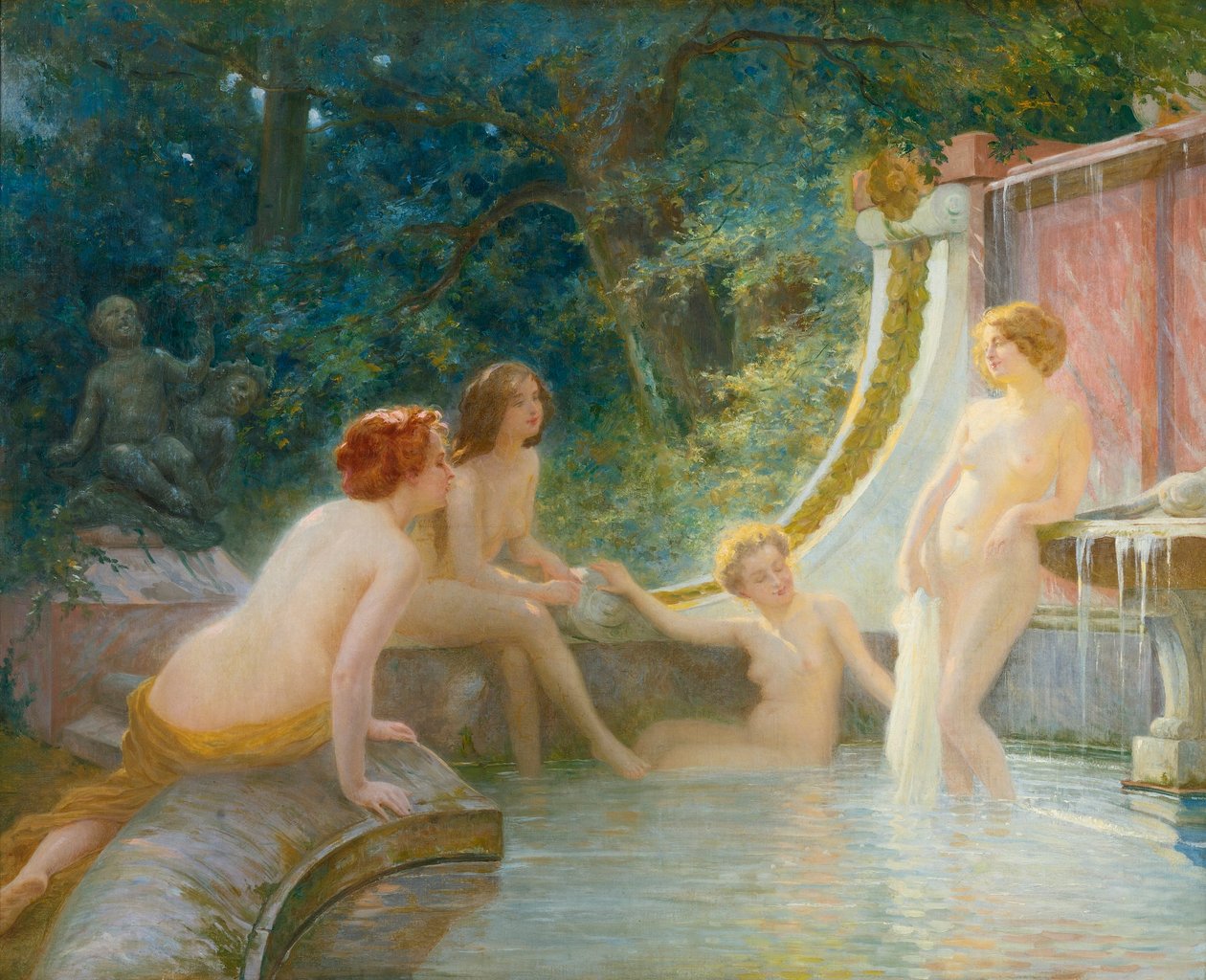 Młodzi kąpiący się w fontannie autorstwa Albert Auguste Fourie