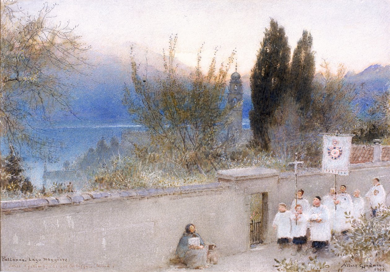 Pallanza, Jezioro Maggiore (atrament) autorstwa Albert Goodwin