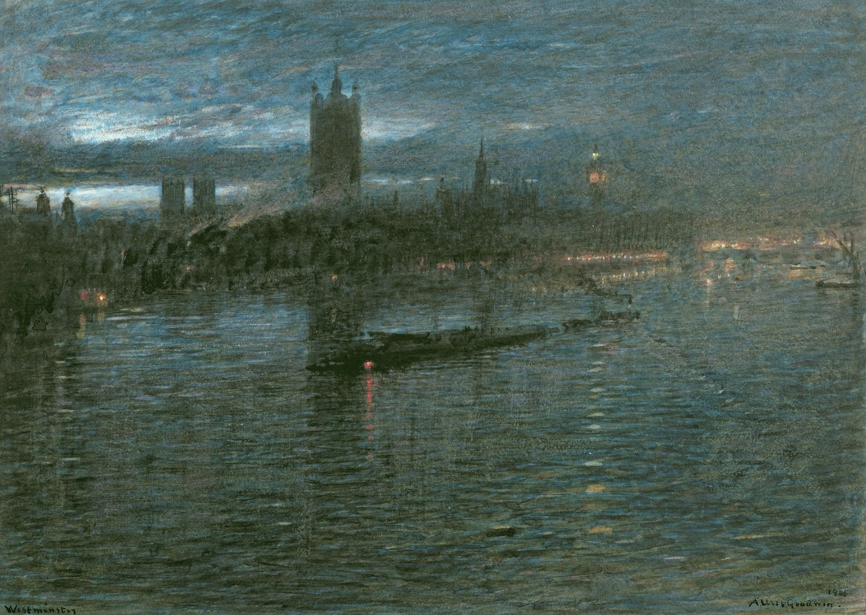 Westminster nocą autorstwa Albert Goodwin