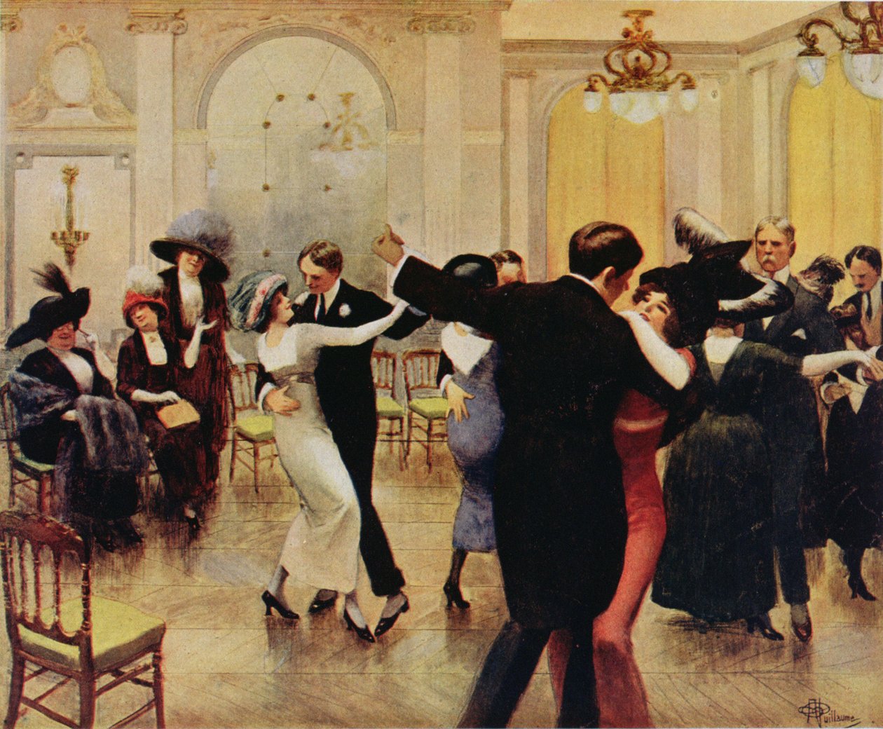 Doing the Tango, opublikowana w Feminie, 1913 autorstwa Albert Guillaume