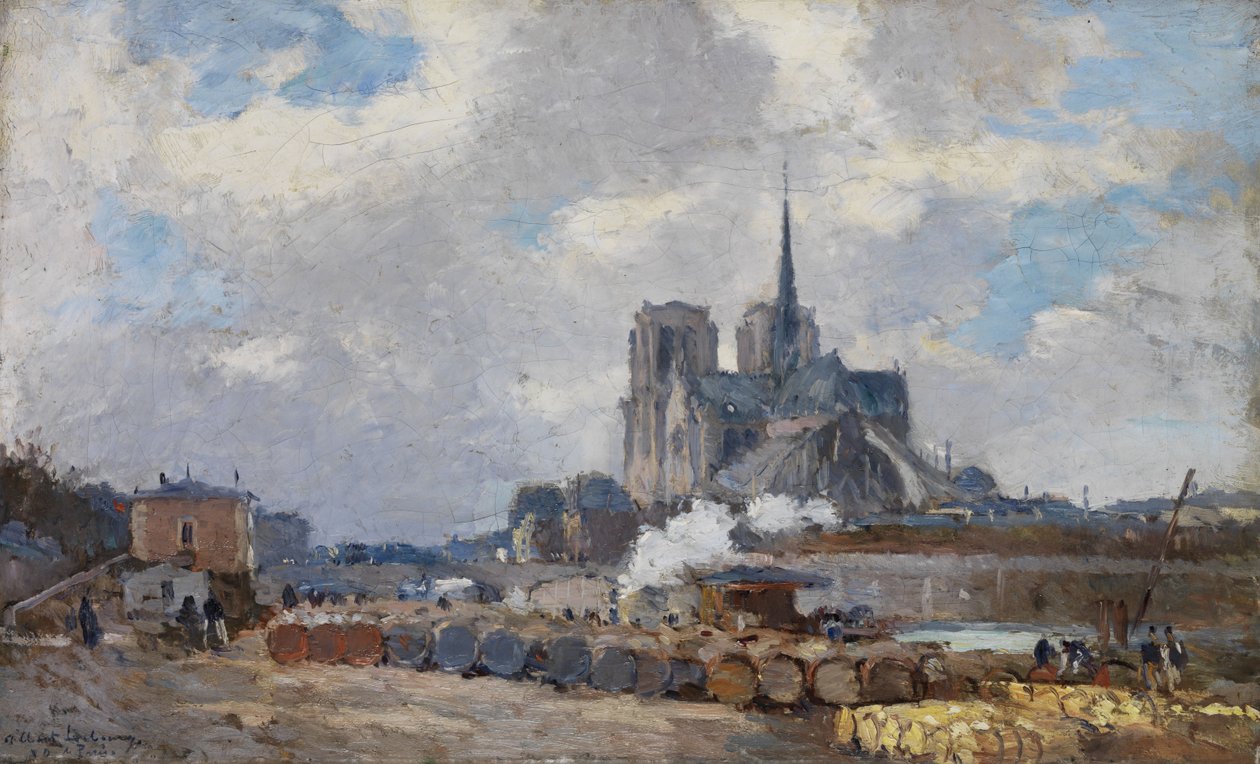 Notre Dame de Paris, widok z Quai de la Tournelle autorstwa Albert Charles Lebourg