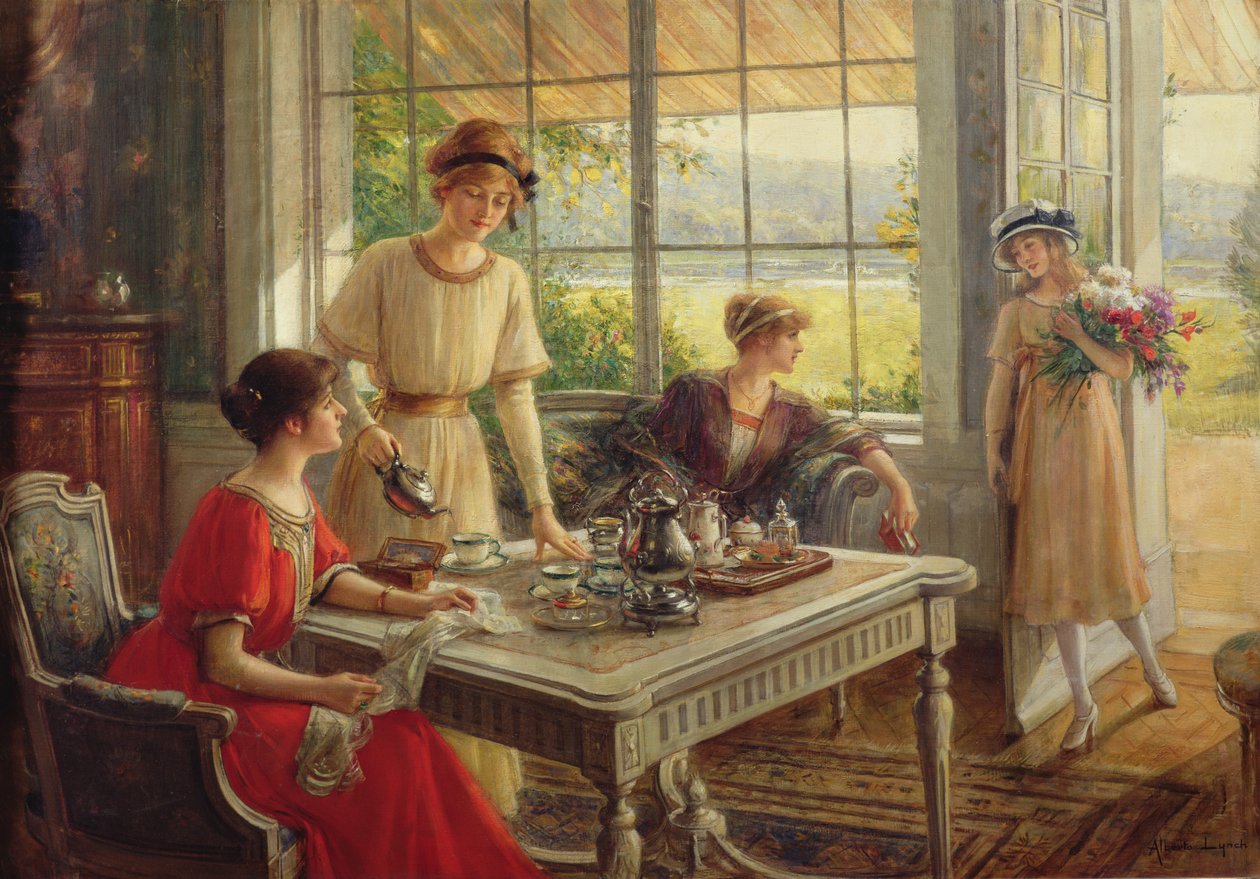 Kobiety biorące herbatę autorstwa Albert Lynch