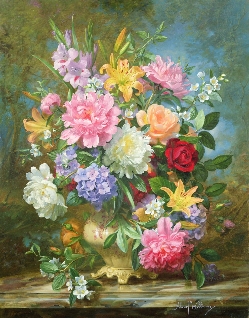 Piwonie i kwiaty mieszane autorstwa Albert Williams
