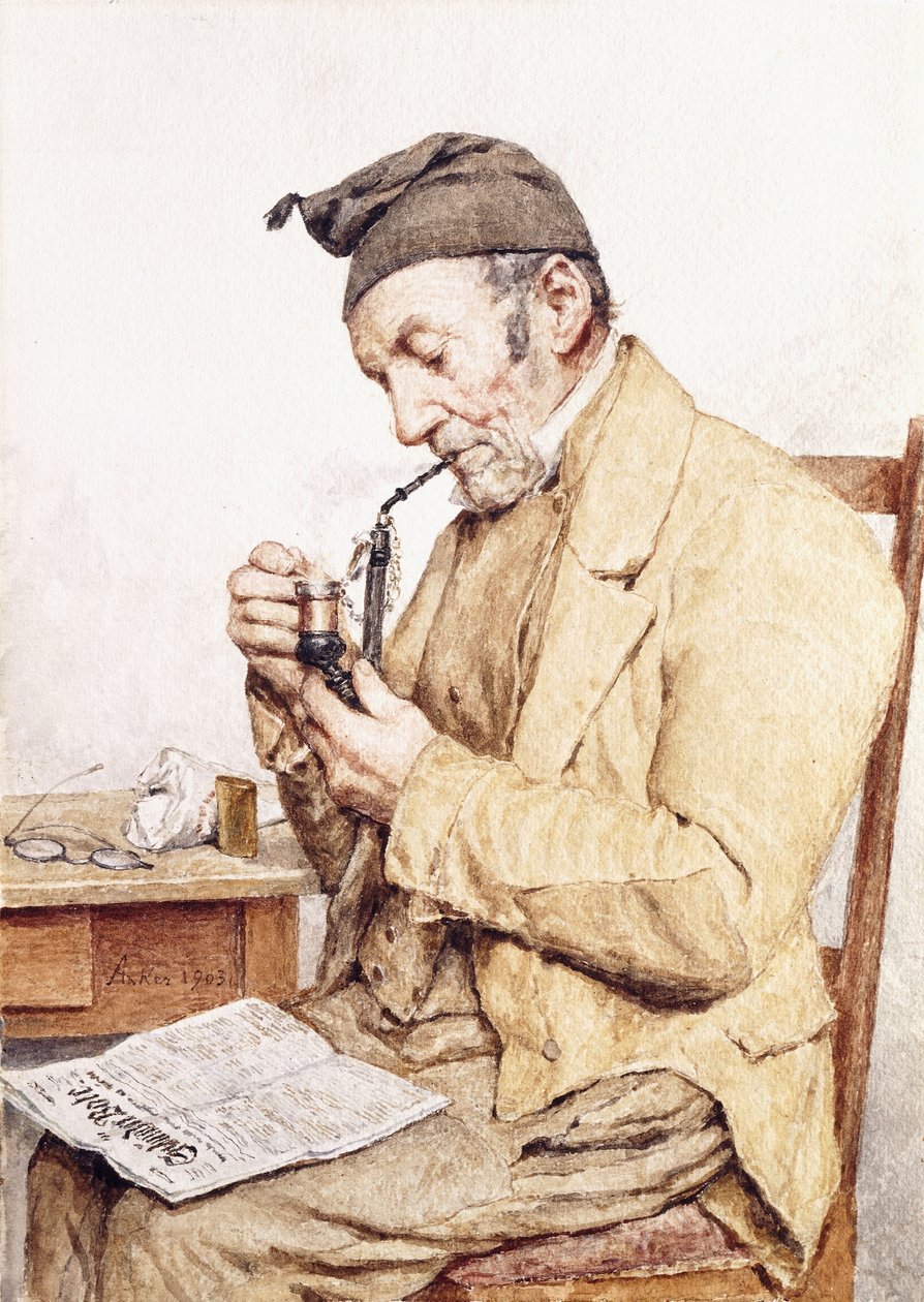 Dziadek z fajką, 1903 autorstwa Albert Anker