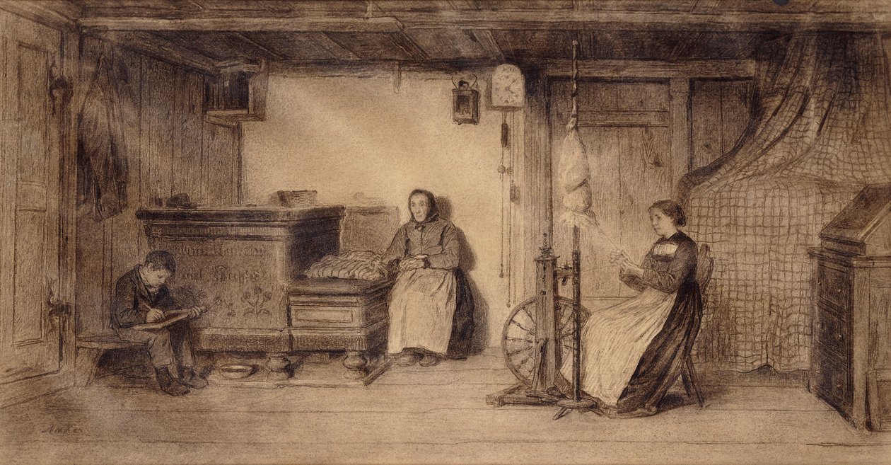 W salonie na farmie autorstwa Albert Anker