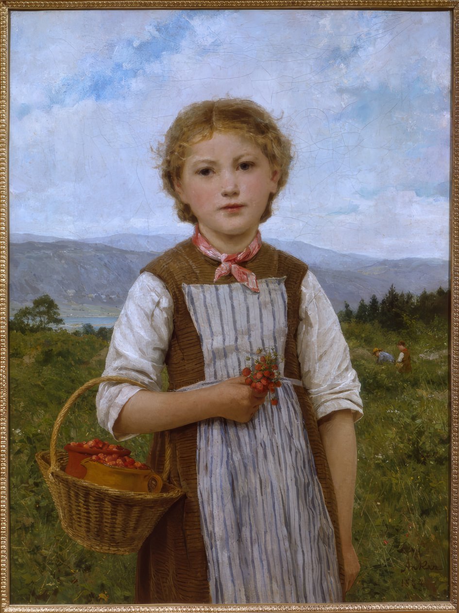 Dziewczyna z truskawkami autorstwa Albert Anker