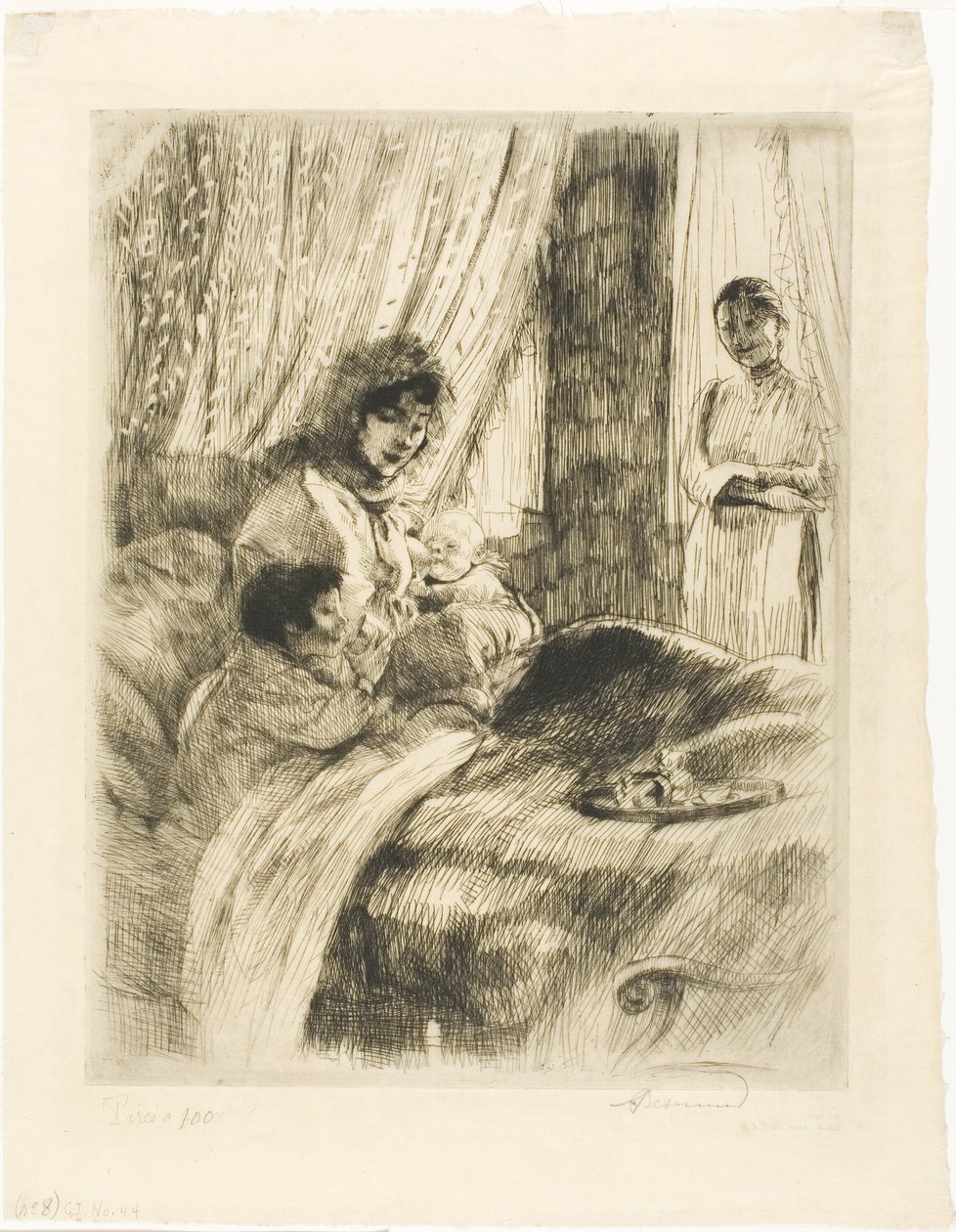 Śniadanie, talerz czwarty od Woman autorstwa Albert Besnard