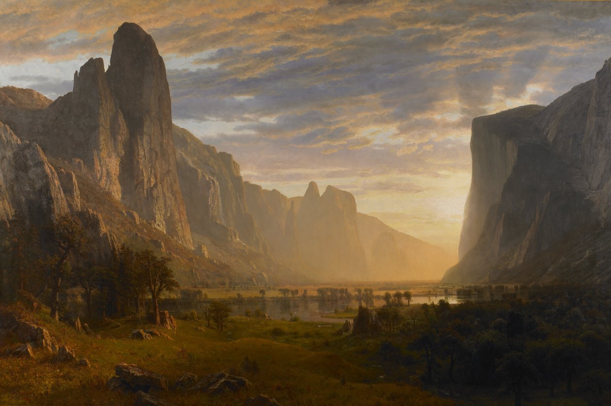 Patrząc w dół Yosemite Valley, Kalifornia autorstwa Albert Bierstadt