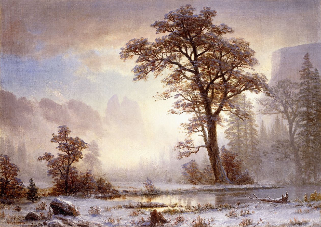 Dolina Yosemite - Opad śniegu, autorstwa Albert Bierstadt