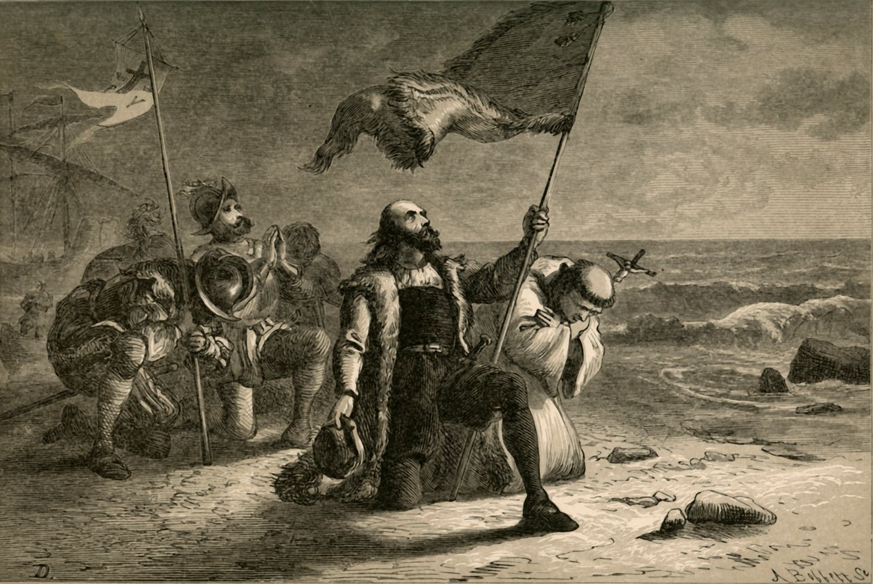 Lądowanie Kolumba, 1877. autorstwa Albert Bobbett
