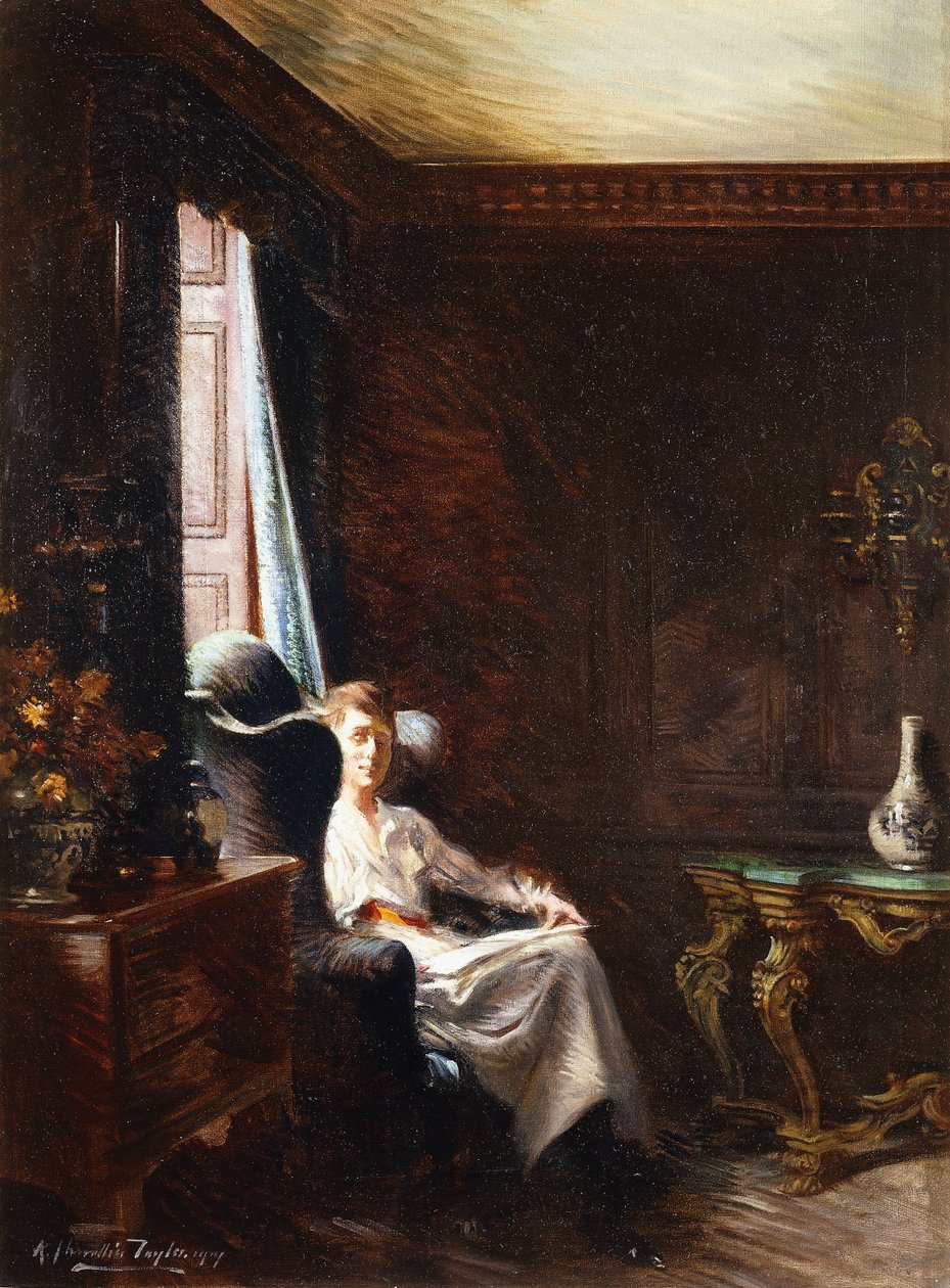 Czytanie przy oknie, 1919 autorstwa Albert Chevallier Tayler