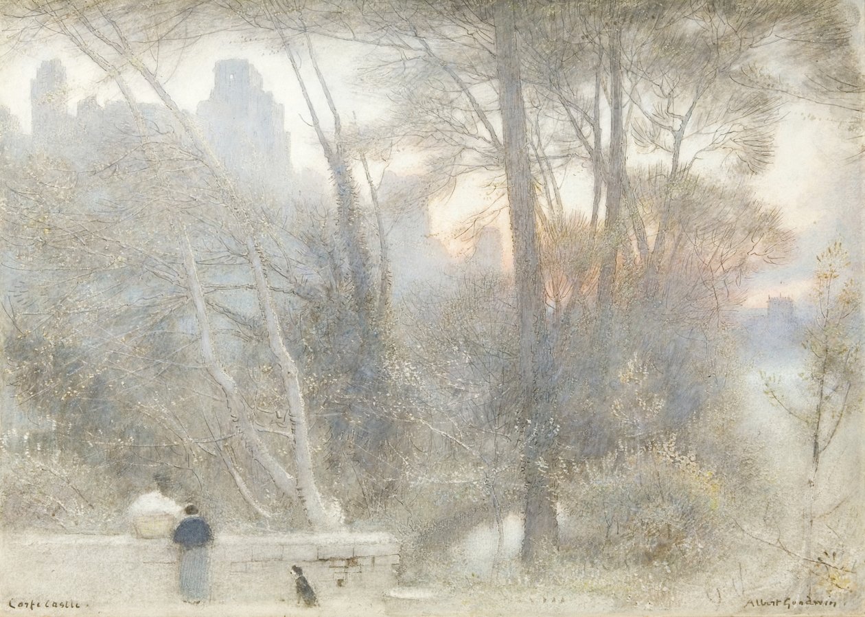 Zamek Corfe autorstwa Albert Goodwin