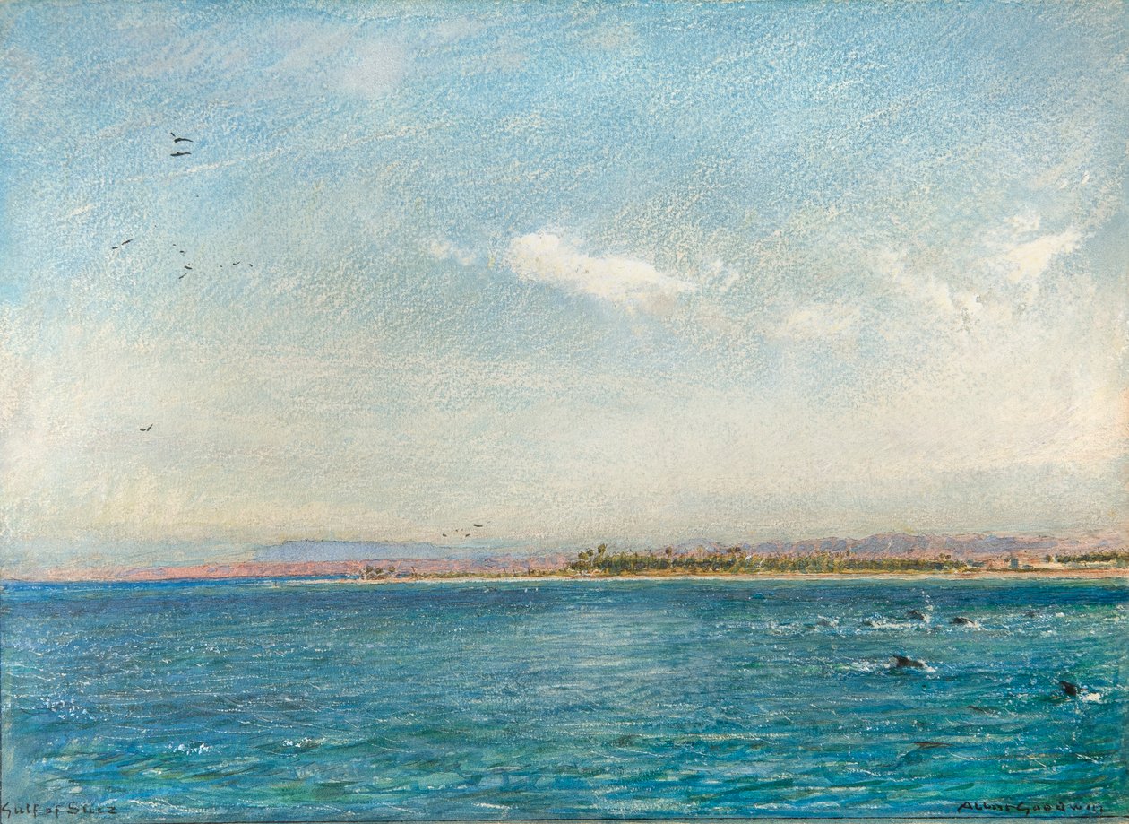 Zatoka Sueska (akwarela z akwarelą) autorstwa Albert Goodwin
