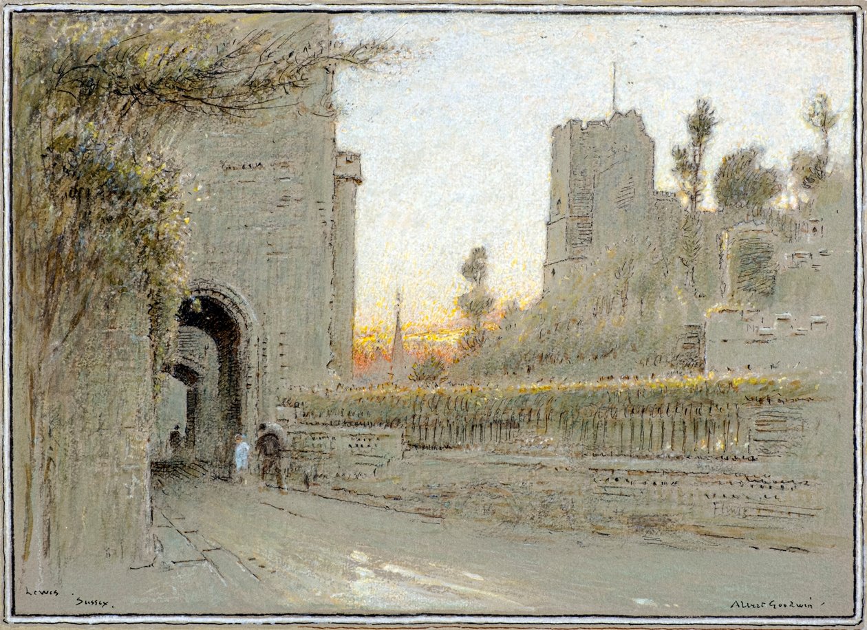 Lewes, Sussex (akwarela) autorstwa Albert Goodwin