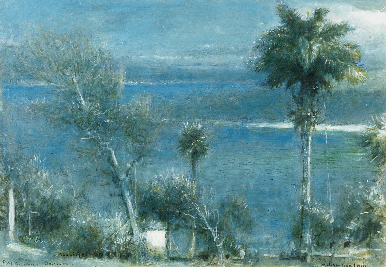 Światło księżyca w Port Antonio na Jamajce, autorstwa Albert Goodwin