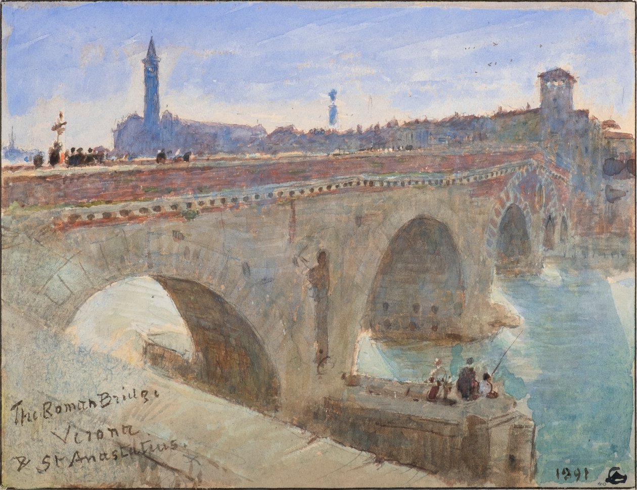 Most Rzymski, Werona i św. Anastazego autorstwa Albert Goodwin