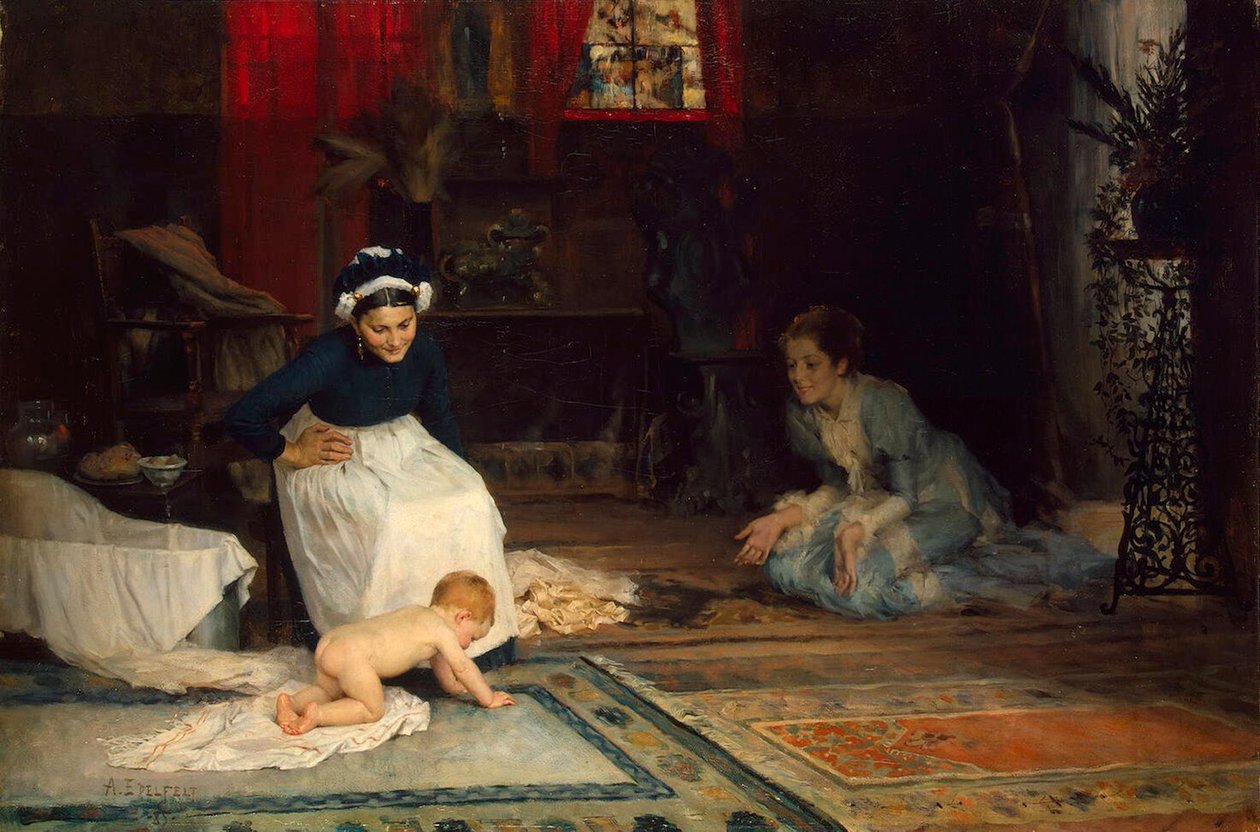 W żłobku”, 1885. autorstwa Albert Gustaf Aristides Edelfelt