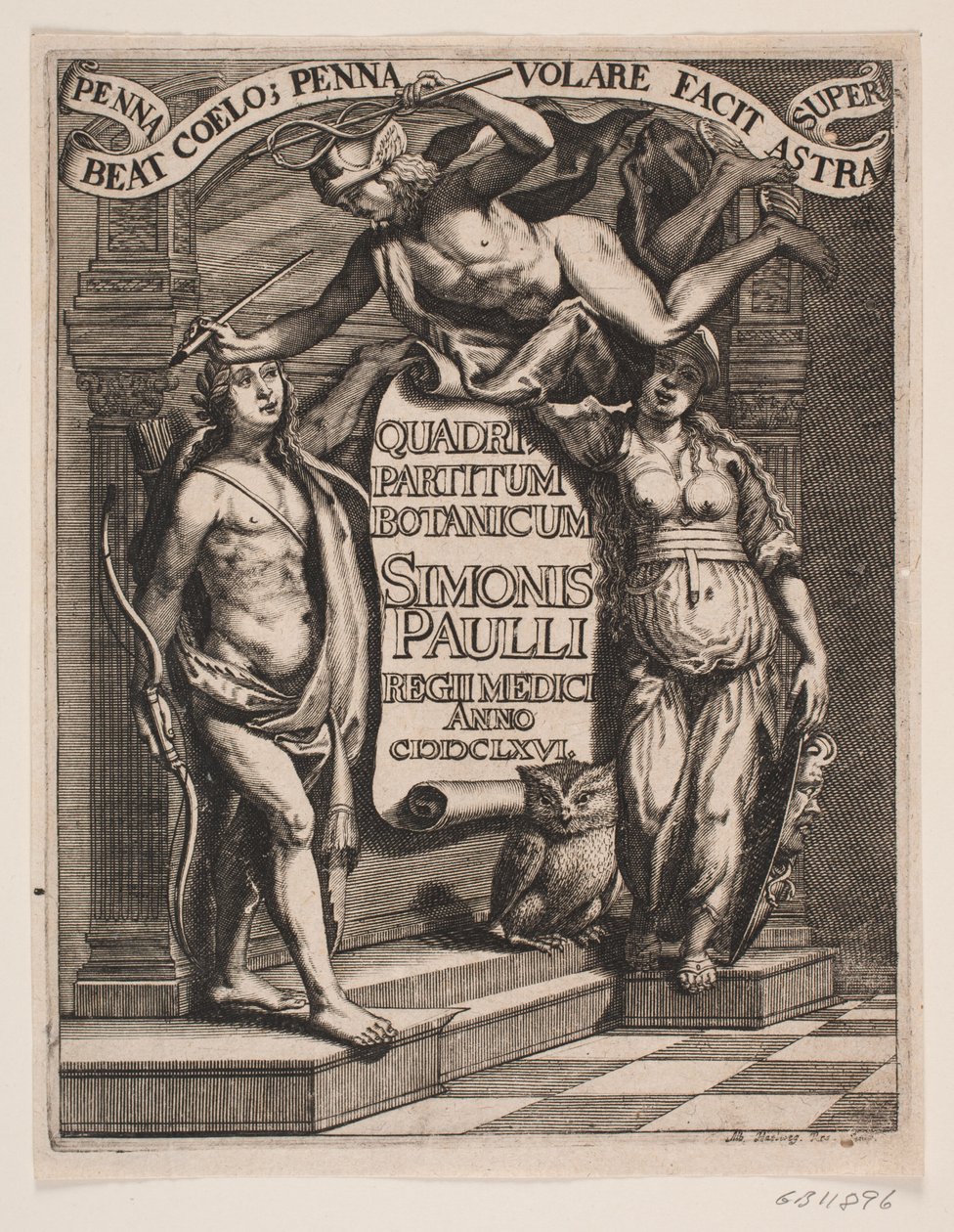 Titelblad til Simon Paulli, „Quadripartitum Botanicum”, 1667 autorstwa Albert Haelwegh