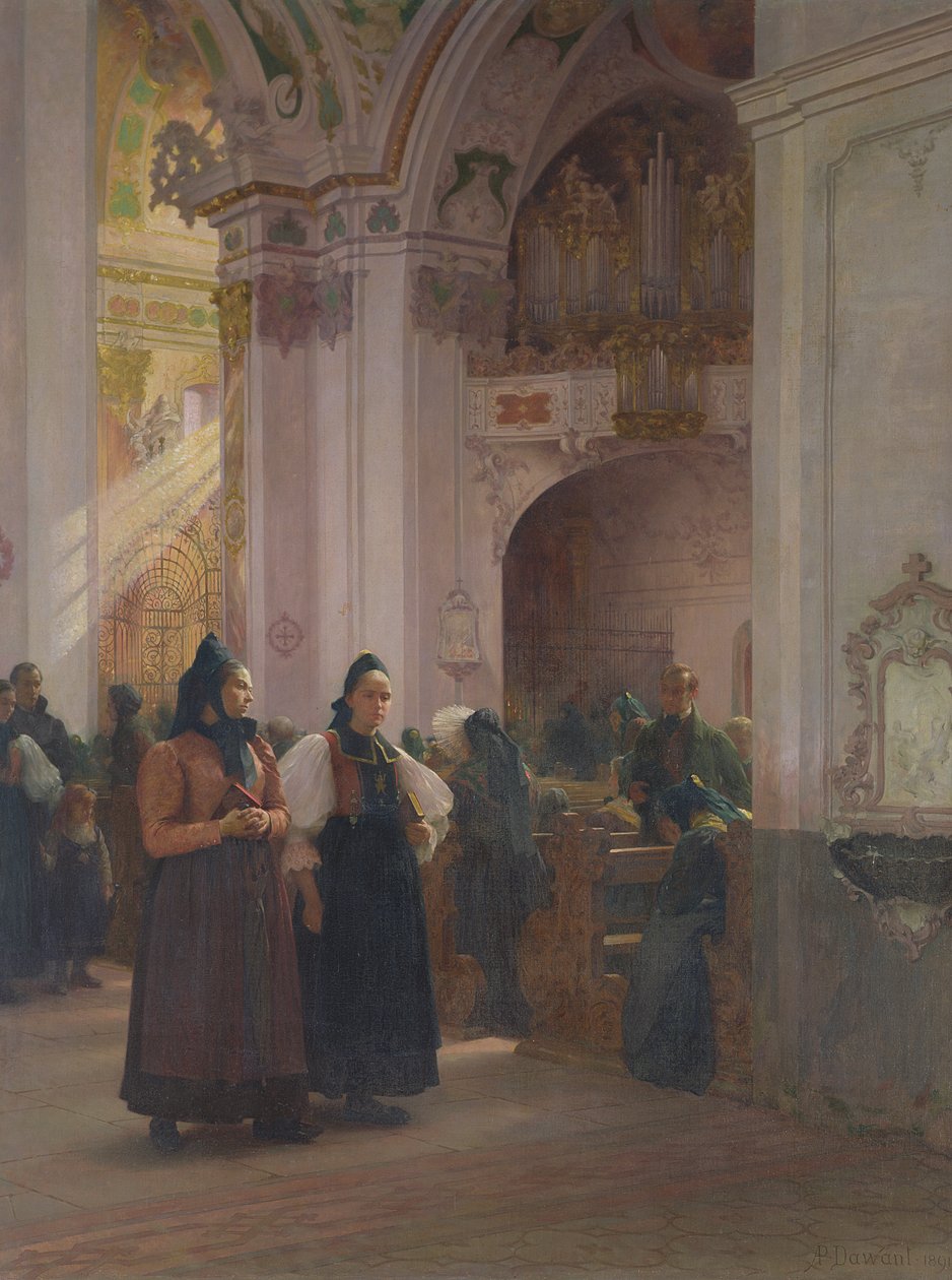 Koniec mszy w Einsiedeln autorstwa Albert Pierre Dawant