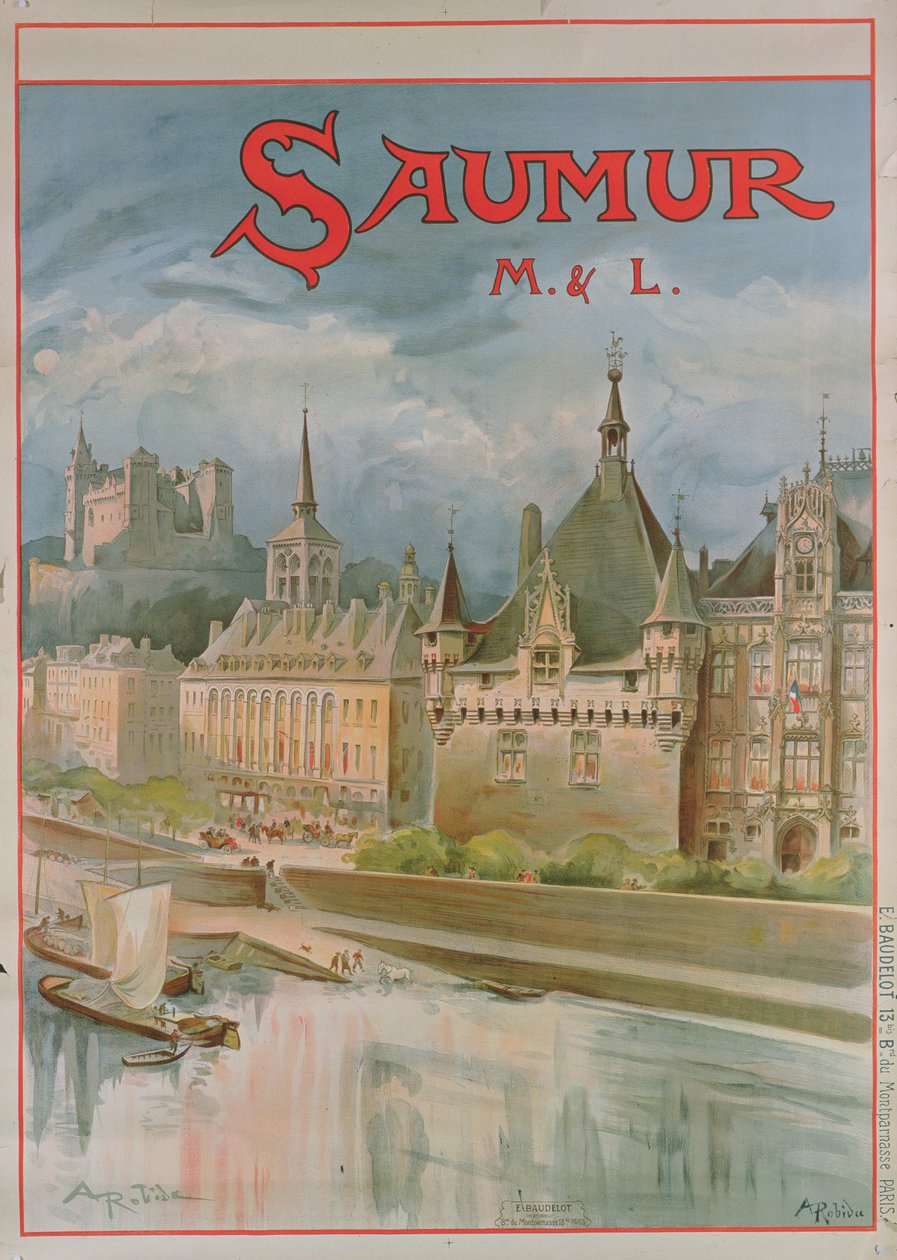 Plakat Saumur (kolor lito) autorstwa Albert Robida