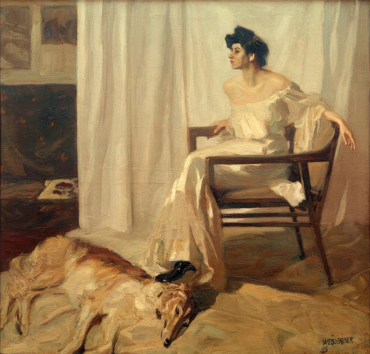 Pani z chartem autorstwa Albert Weisgerber