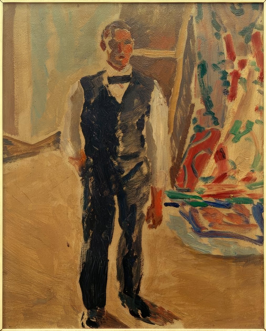 Autoportret w rękawach koszuli autorstwa Albert Weisgerber