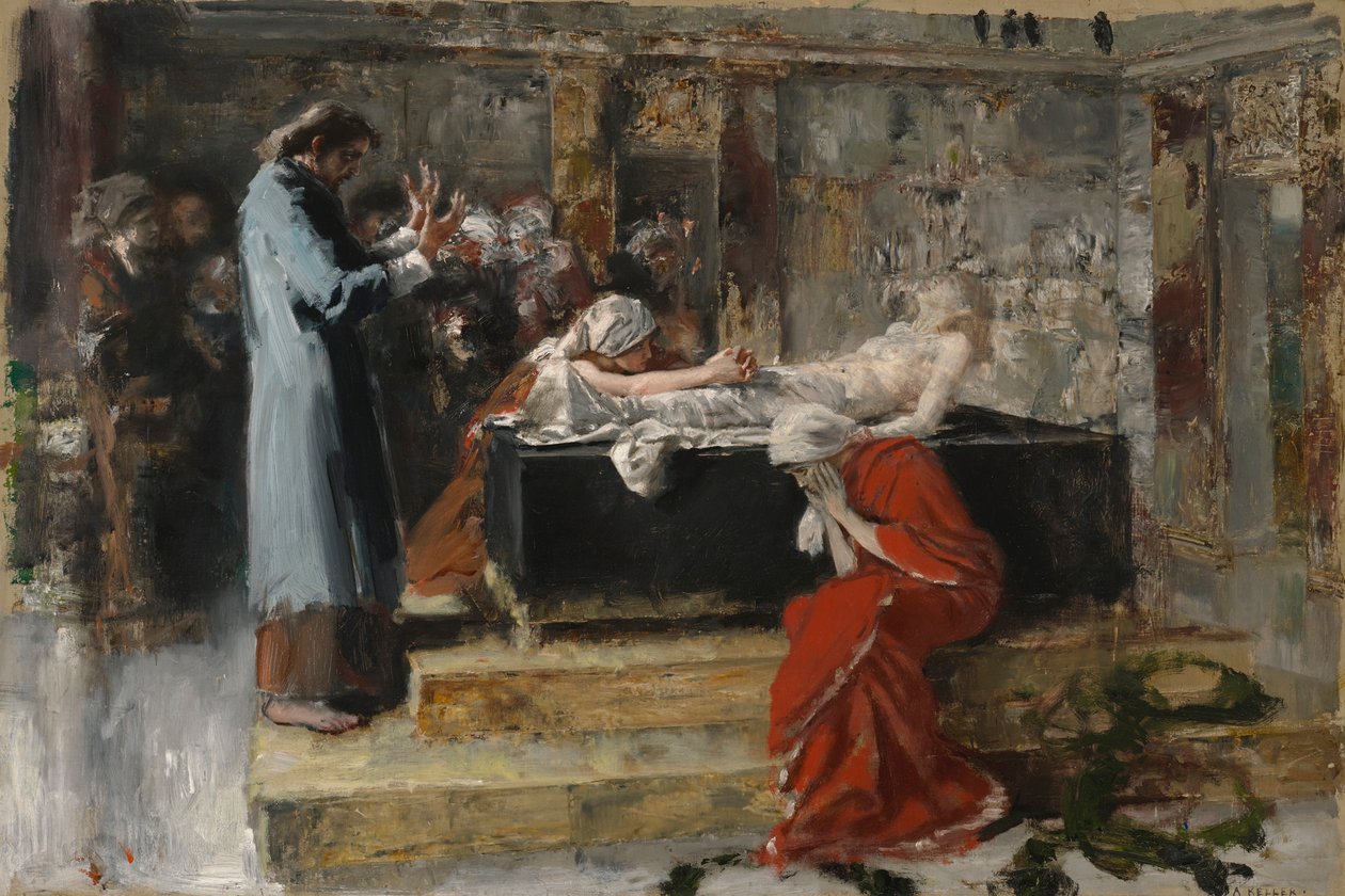 Wychowanie córeczki Jairiego autorstwa Albert von Keller