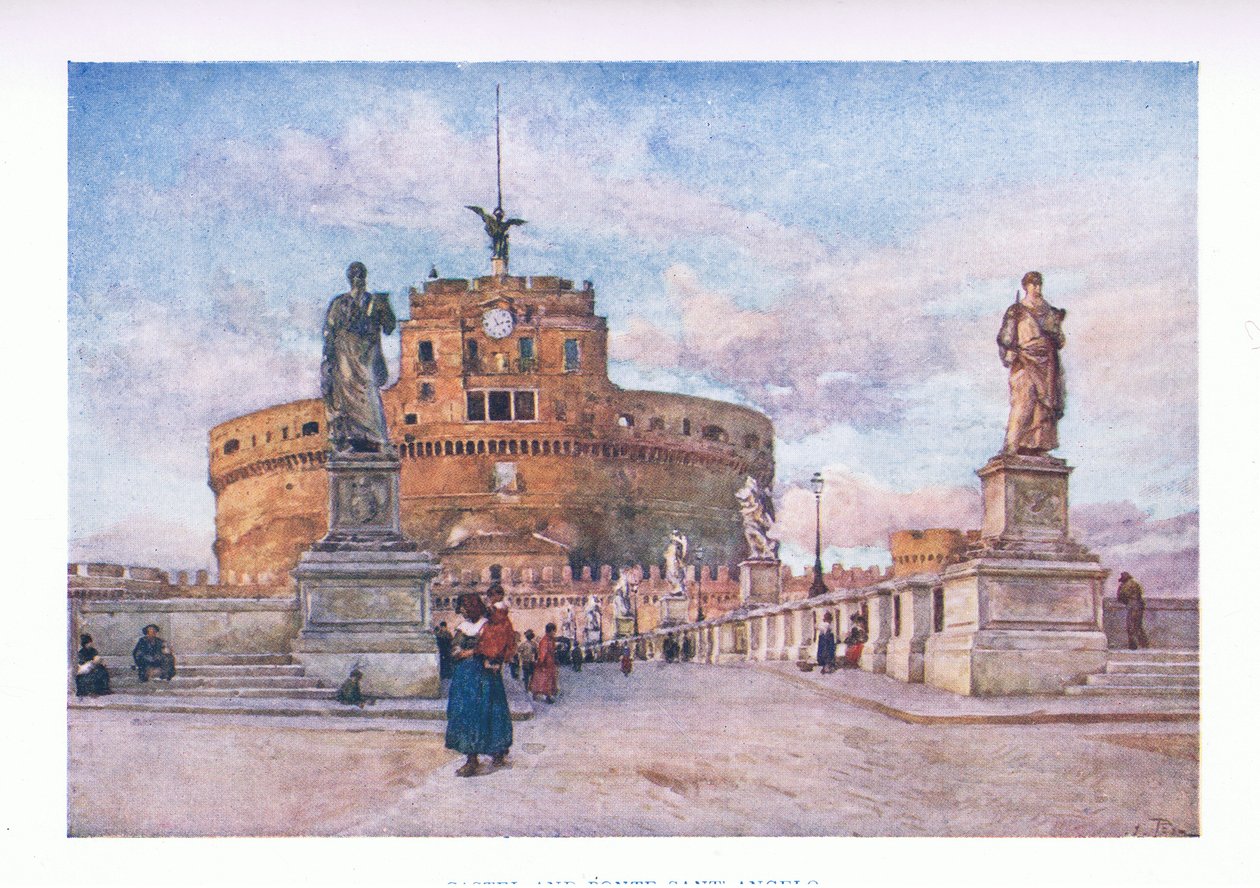 Castel and Ponte Sant Angelo, z Rzymu, wydane przez A & C Black Ltd, 1925 autorstwa Alberto Pisa