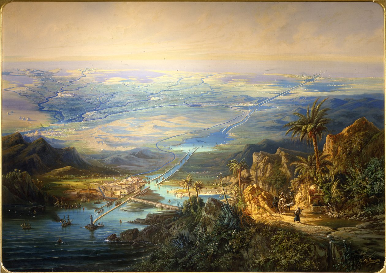 Kanał Sueski, 1864 autorstwa Albert Rieger