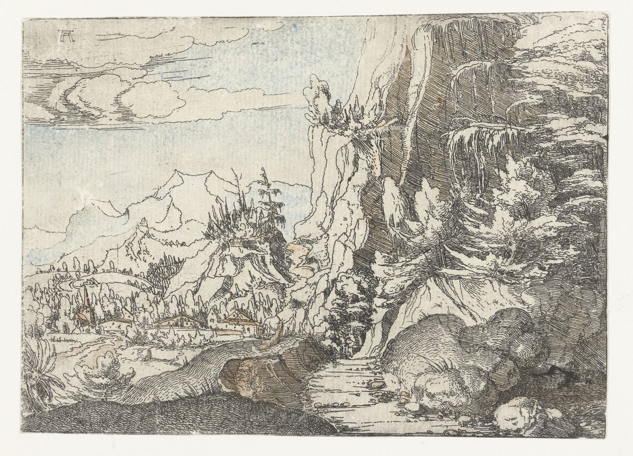 Krajobraz z zacienionym klifem autorstwa Albrecht Altdorfer