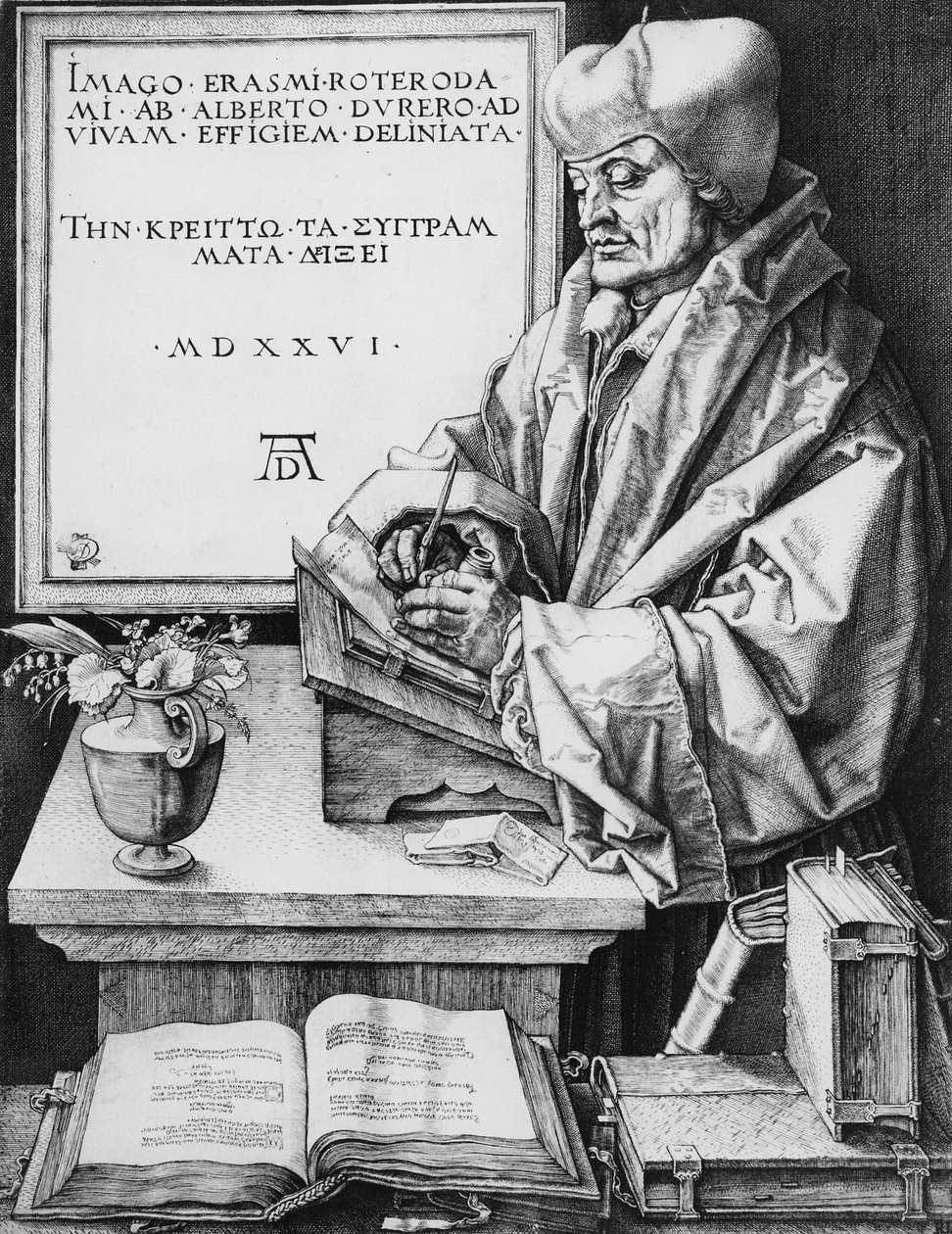 Desiderius Erazm (1466-1536) z Rotterdamu, 1526 autorstwa Albrecht Dürer