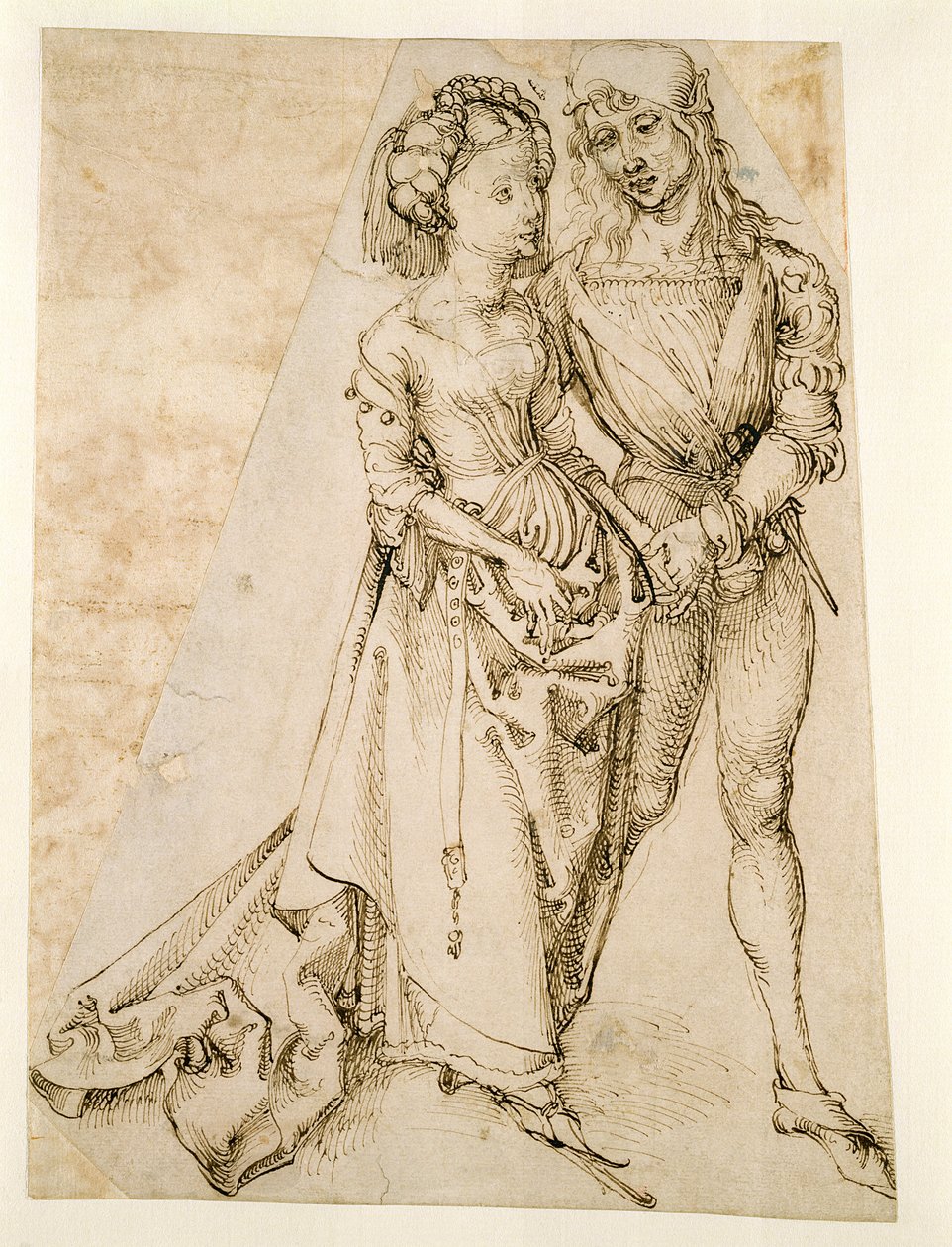 Kochankowie (pióro i brązowy tusz na białym papierze) autorstwa Albrecht Dürer