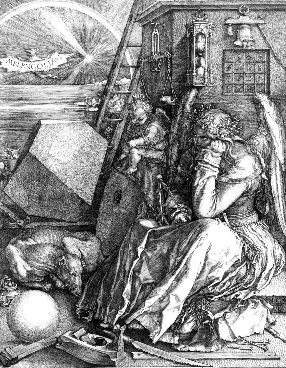 Melancholia, 1514 autorstwa Albrecht Dürer