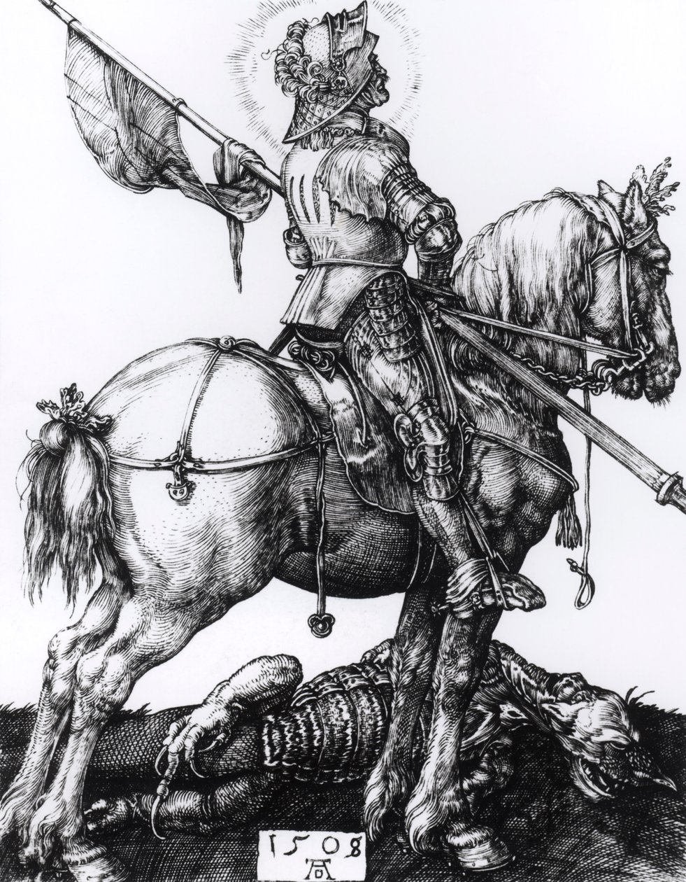 Św. Jerzy i smok, 1508 (rycina) autorstwa Albrecht Dürer