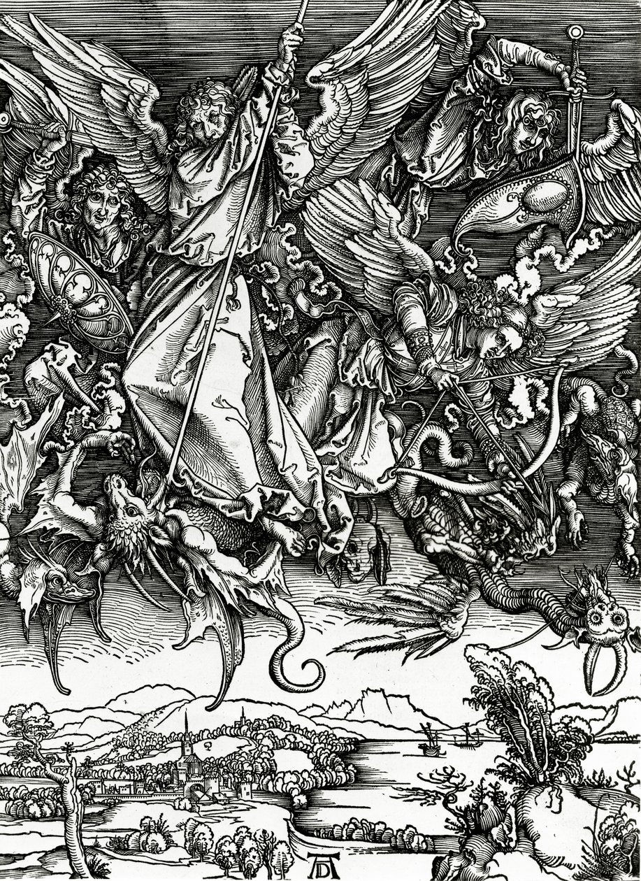 Św. Michał walczący ze Smokiem, 1498 autorstwa Albrecht Dürer