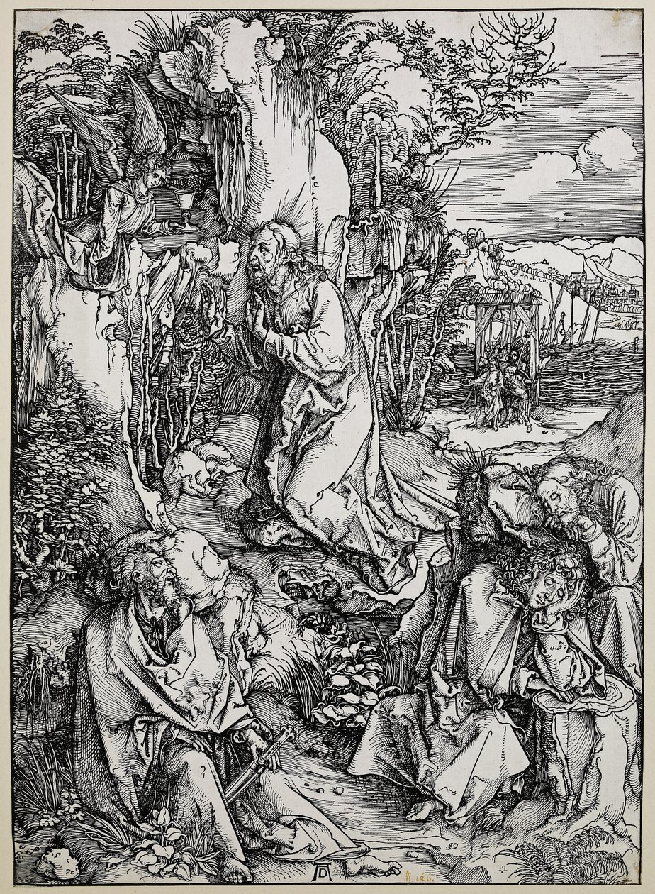 Chrystus na Górze Oliwnej, 149699 (drzeworyt ze starymi naprawami wykonanymi atramentem) autorstwa Albrecht Dürer