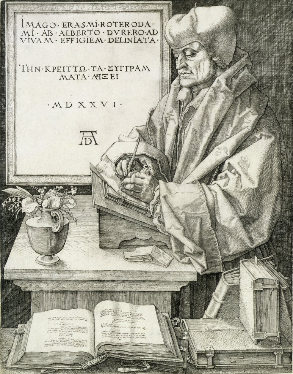 Desiderius Erazm (1466-1536) z Rotterdamu, 1526 autorstwa Albrecht Dürer