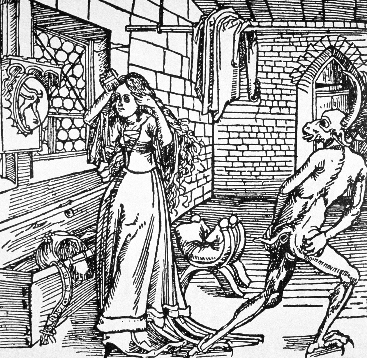 Diabeł i kokietka, kopia ilustracji z "Der Ritter von Turm", Augsburg 1498, wykorzystana w "Historii magii", opublikowanej pod koniec XIX wieku (patrz także 418916) autorstwa Albrecht Dürer