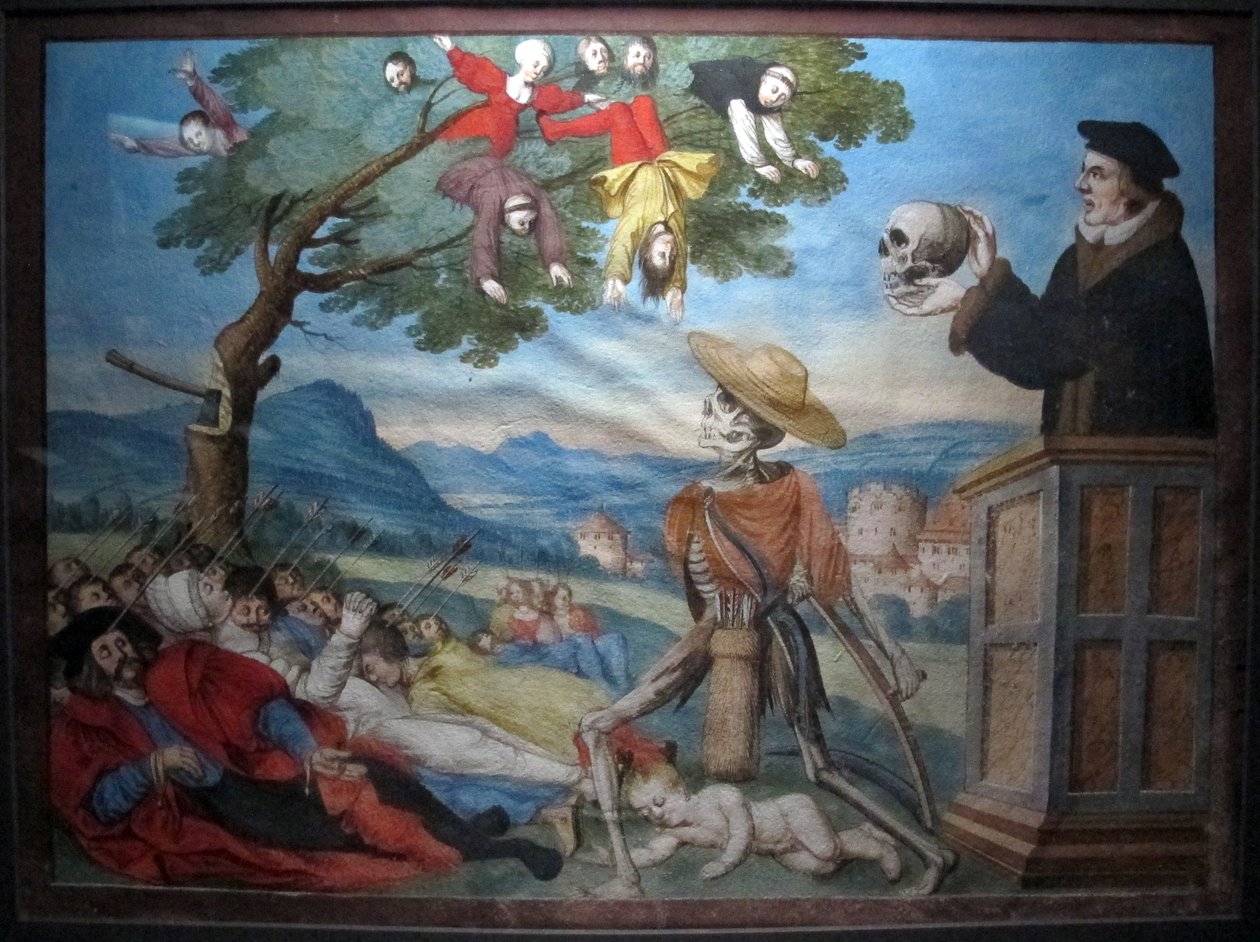 kopia utraconego makabrycznego tańca m.manuela z cmentarza dominikanów w bernie (1512-20) autorstwa Albrecht Kauw