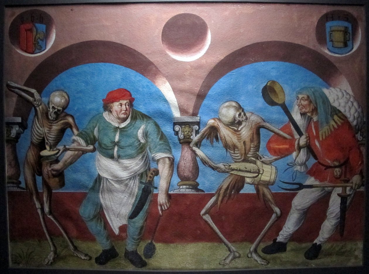 kopia utraconego makabrycznego tańca m.manuela z cmentarza dominikanów w bernie (1512-20) autorstwa Albrecht Kauw