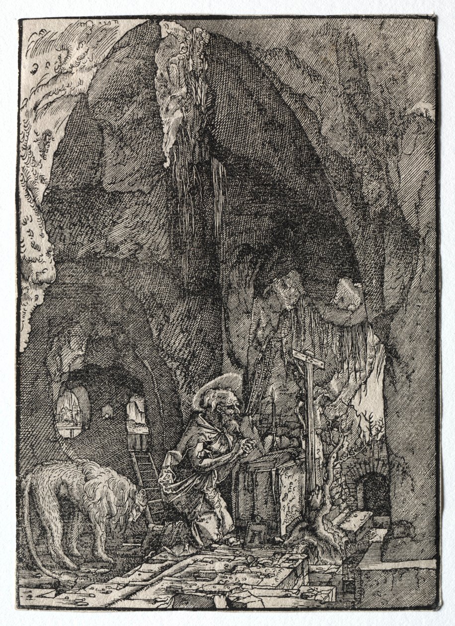 Św. Hieronim w jaskini, 1513-1515. autorstwa Albrecht Altdorfer